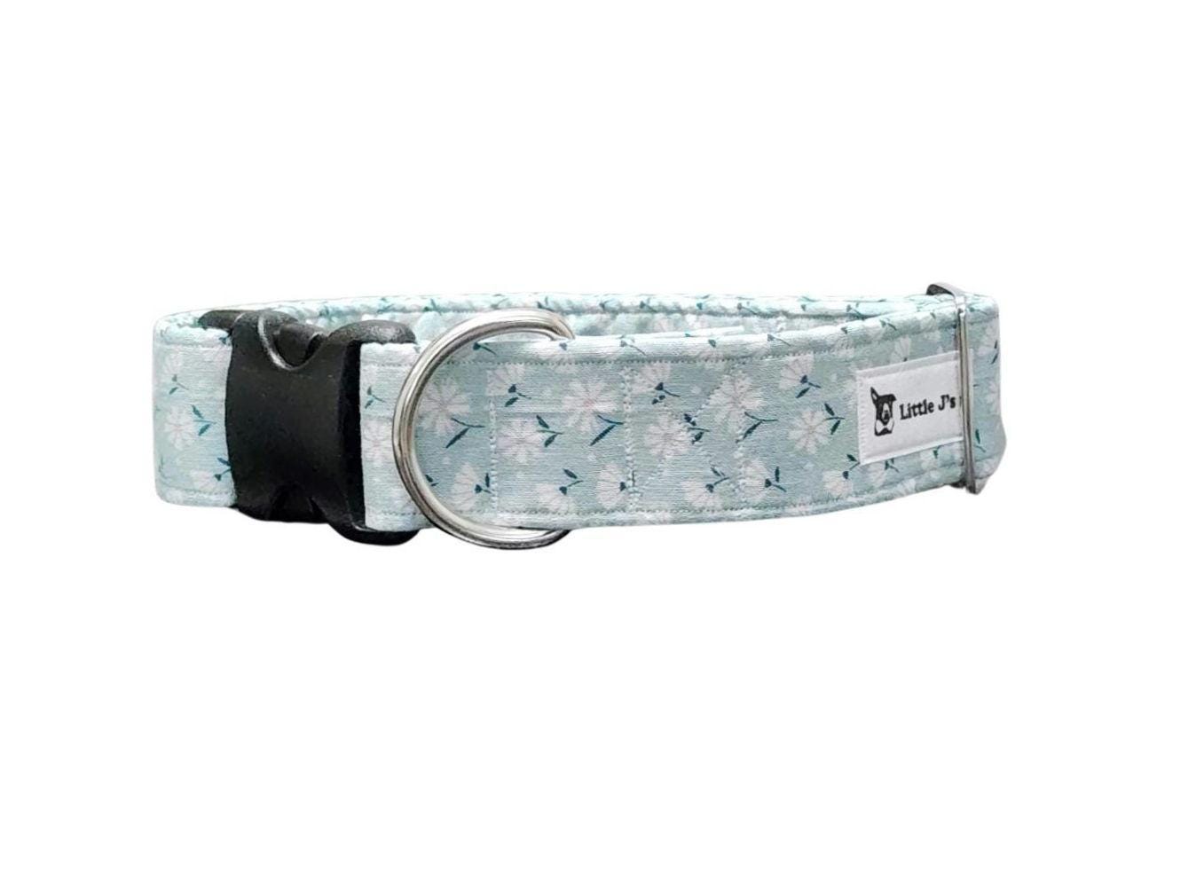 Wide Teal Daisy Dog Collar