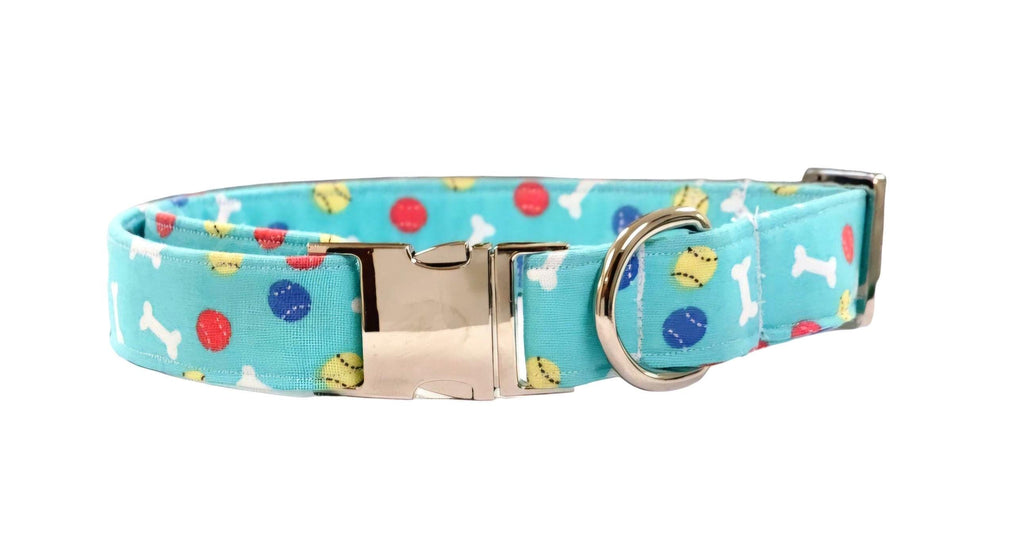 Light Blue Tennis Ball Dog Collar