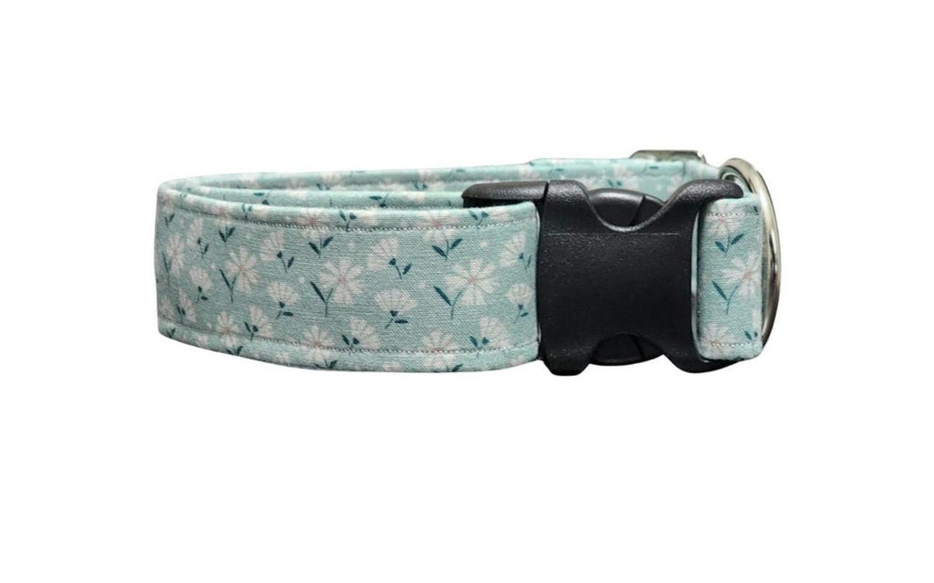 Wide Teal Daisy Dog Collar