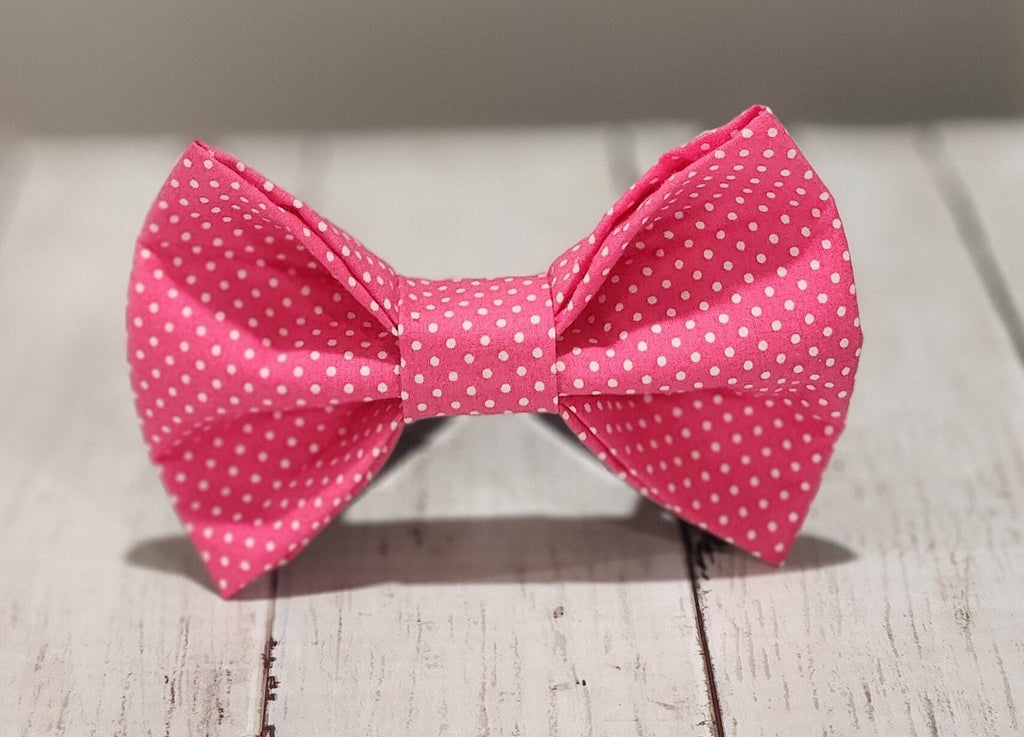 Solid Pink or Polka Dot Dog Bow Tie