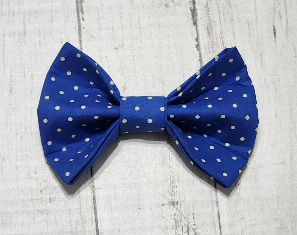 Solid Blue or Polka Dot Dog Bow Tie