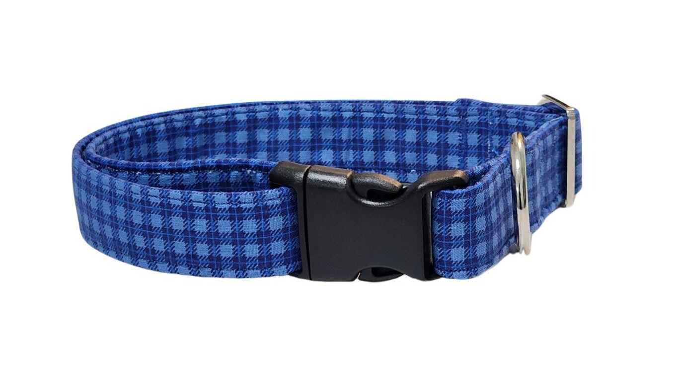 Blue Plaid Dog Collar