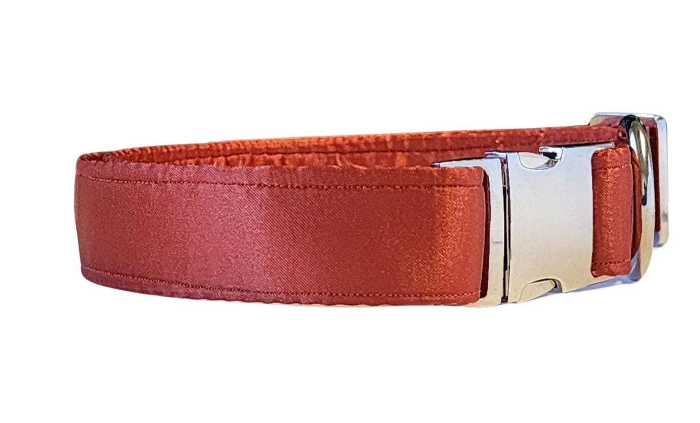 Burnt Orange Satin Dog Collar Terracotta