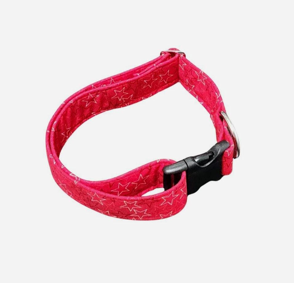 Wide Red With Stars Dog Collar
