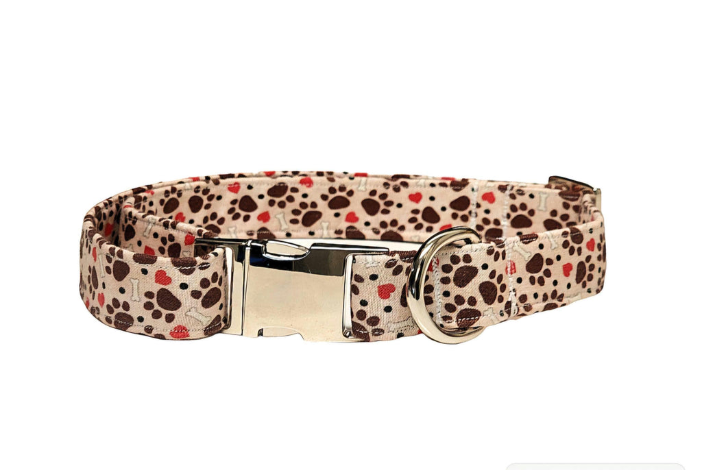 Brown Dog Collar With Paws