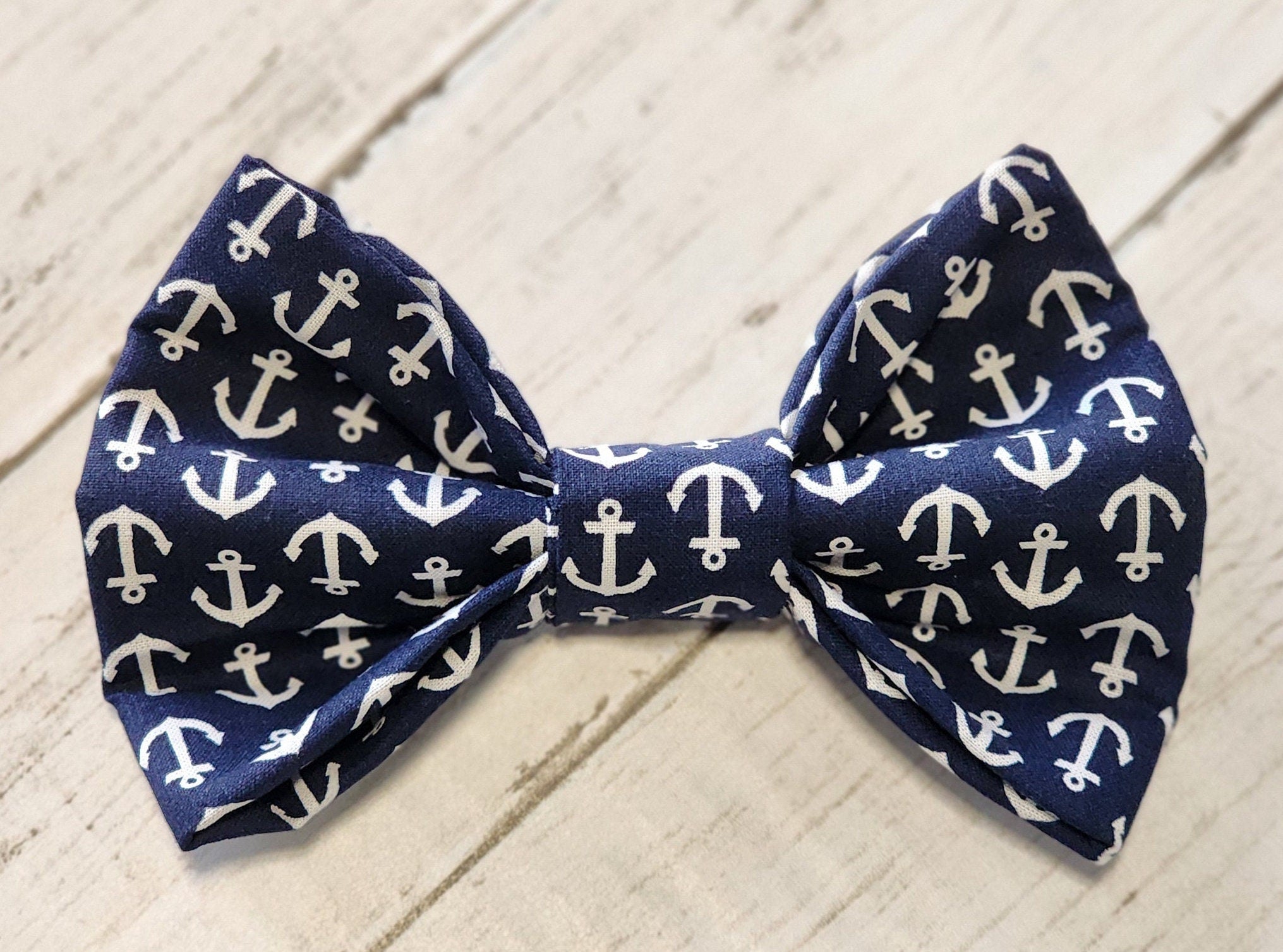 Navy Nautical Dog Bow Tie
