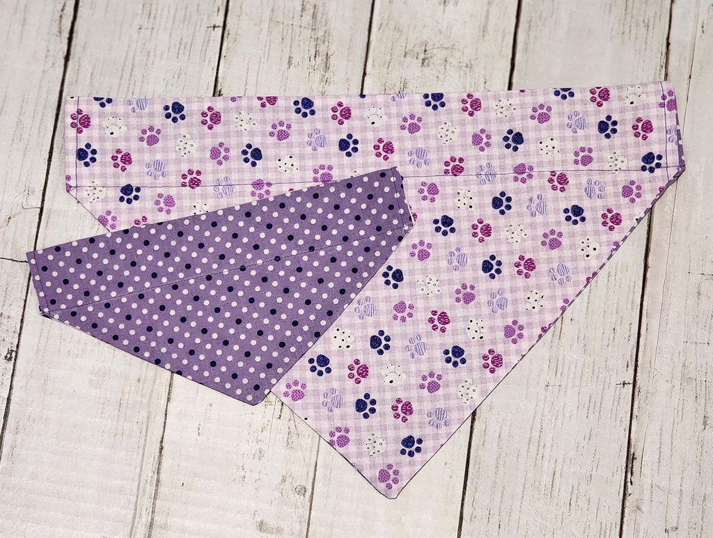 Purple Paw Plaid Bandana