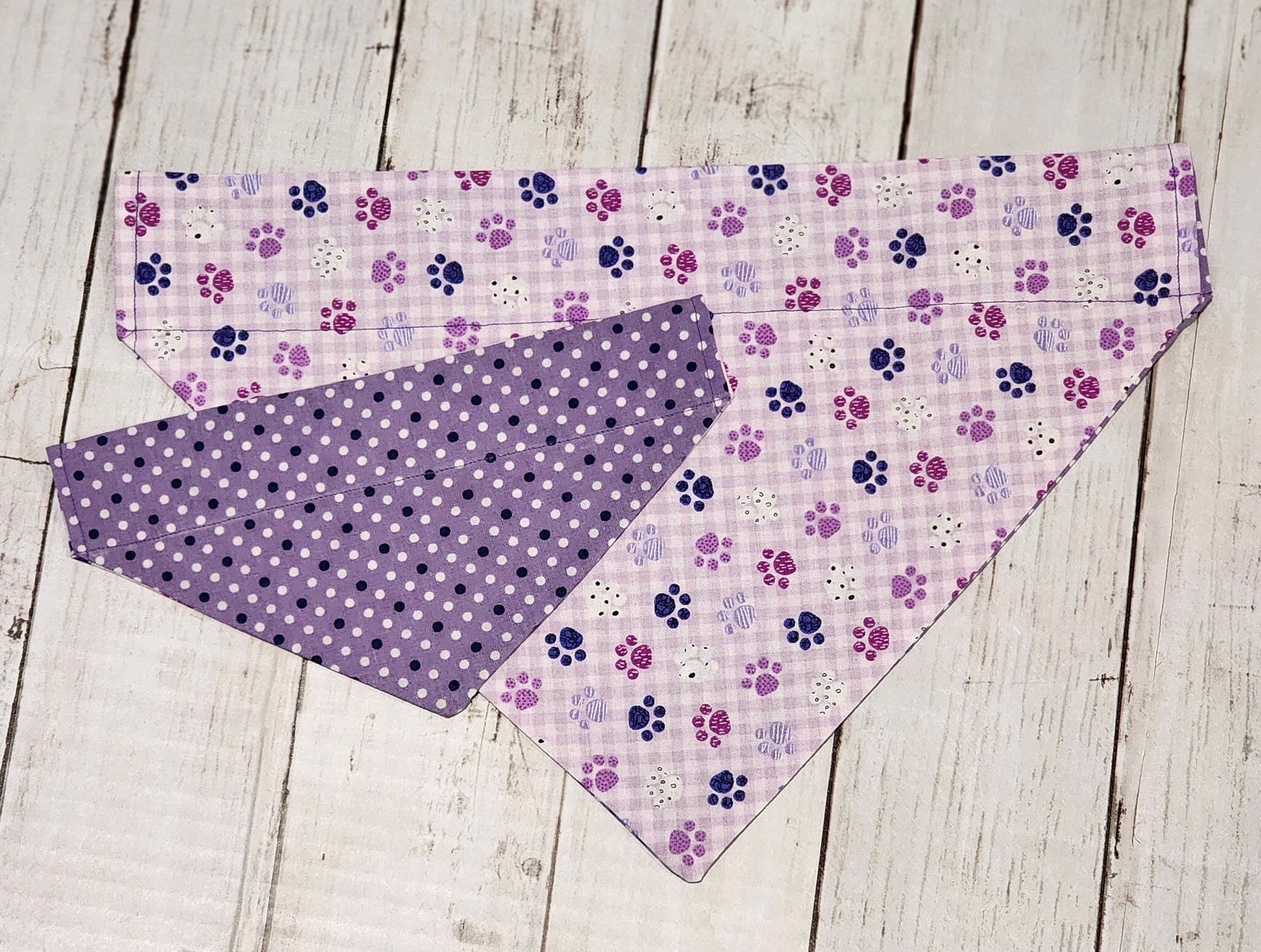 Purple Paw Plaid Bandana