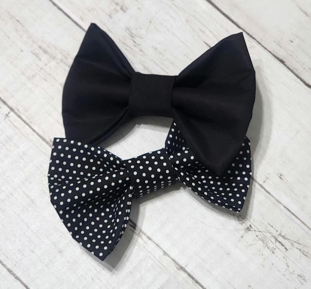 Solid Black or Polka Dot Dog Bow Tie