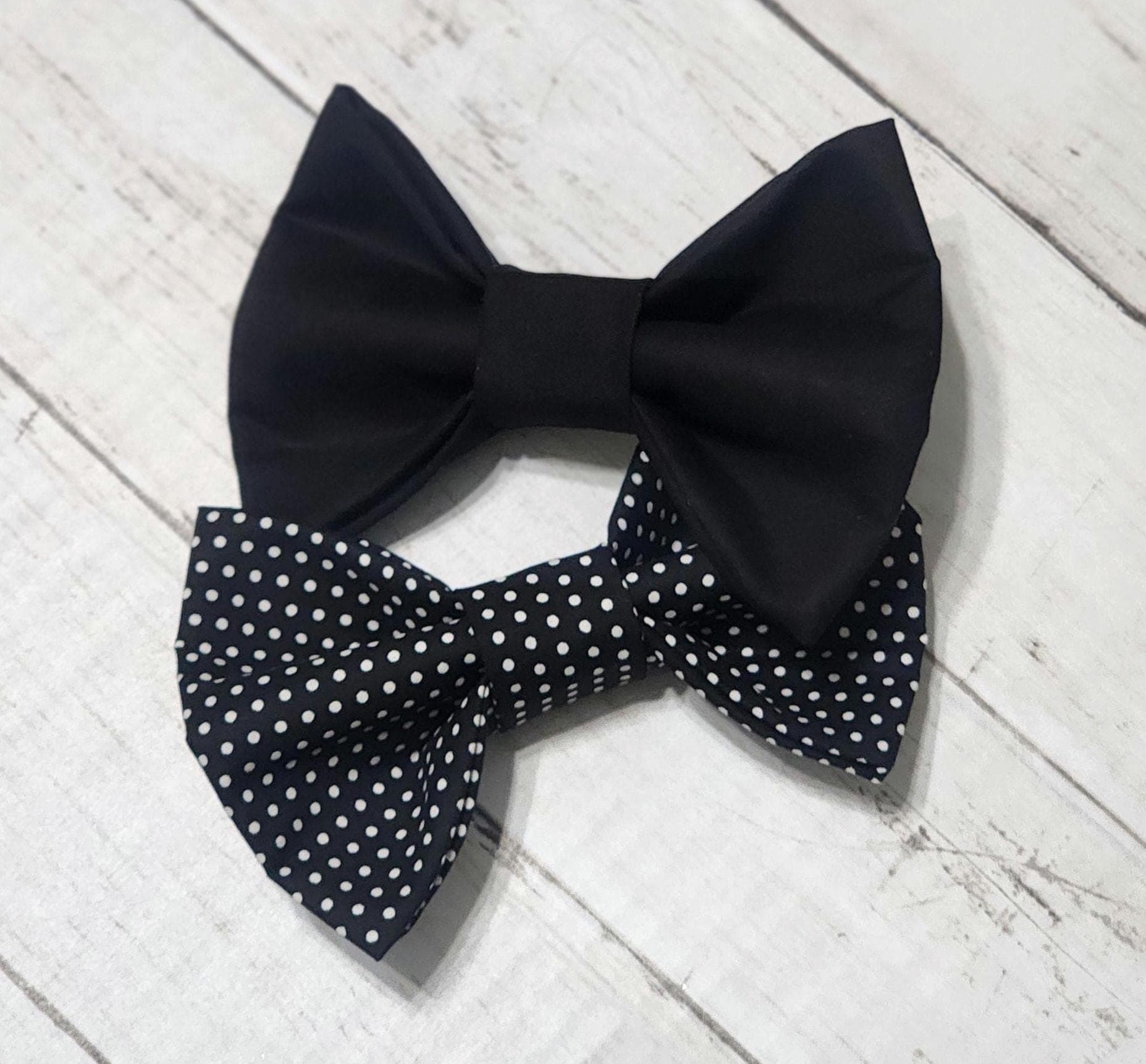 Solid Black or Polka Dot Dog Bow Tie