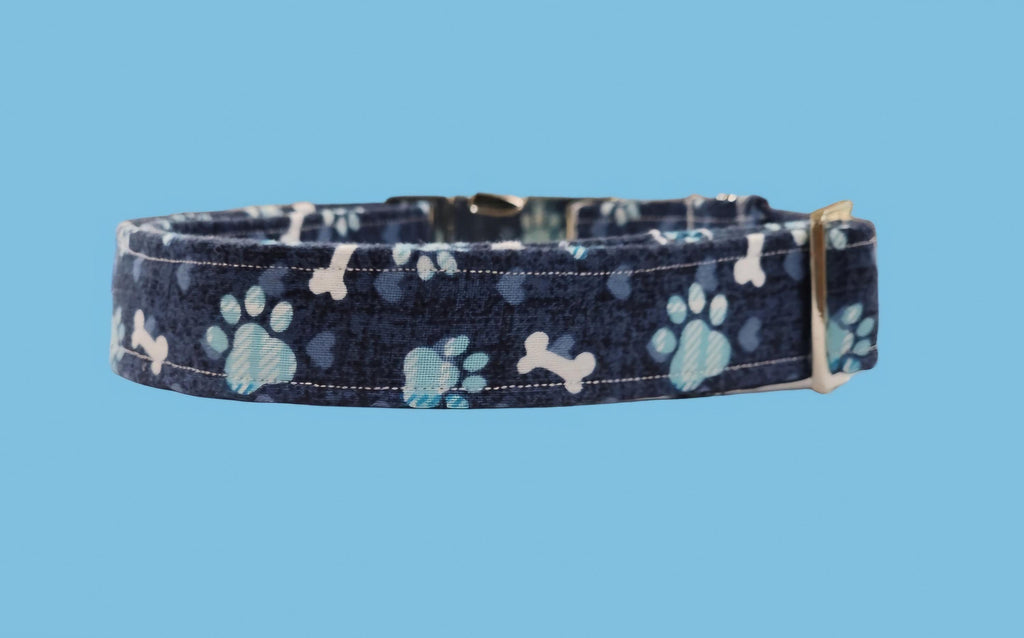 Royal Blue Dog Collar With Paws