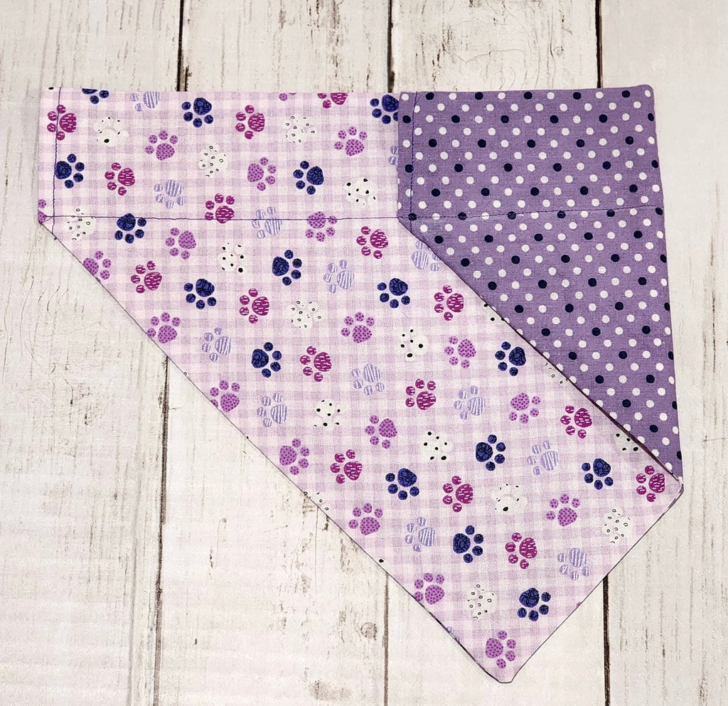 Purple Paw Plaid Bandana