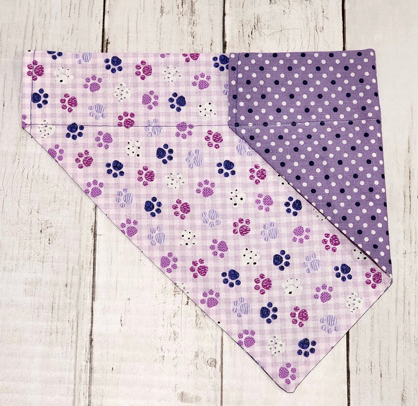 Purple Paw Plaid Bandana