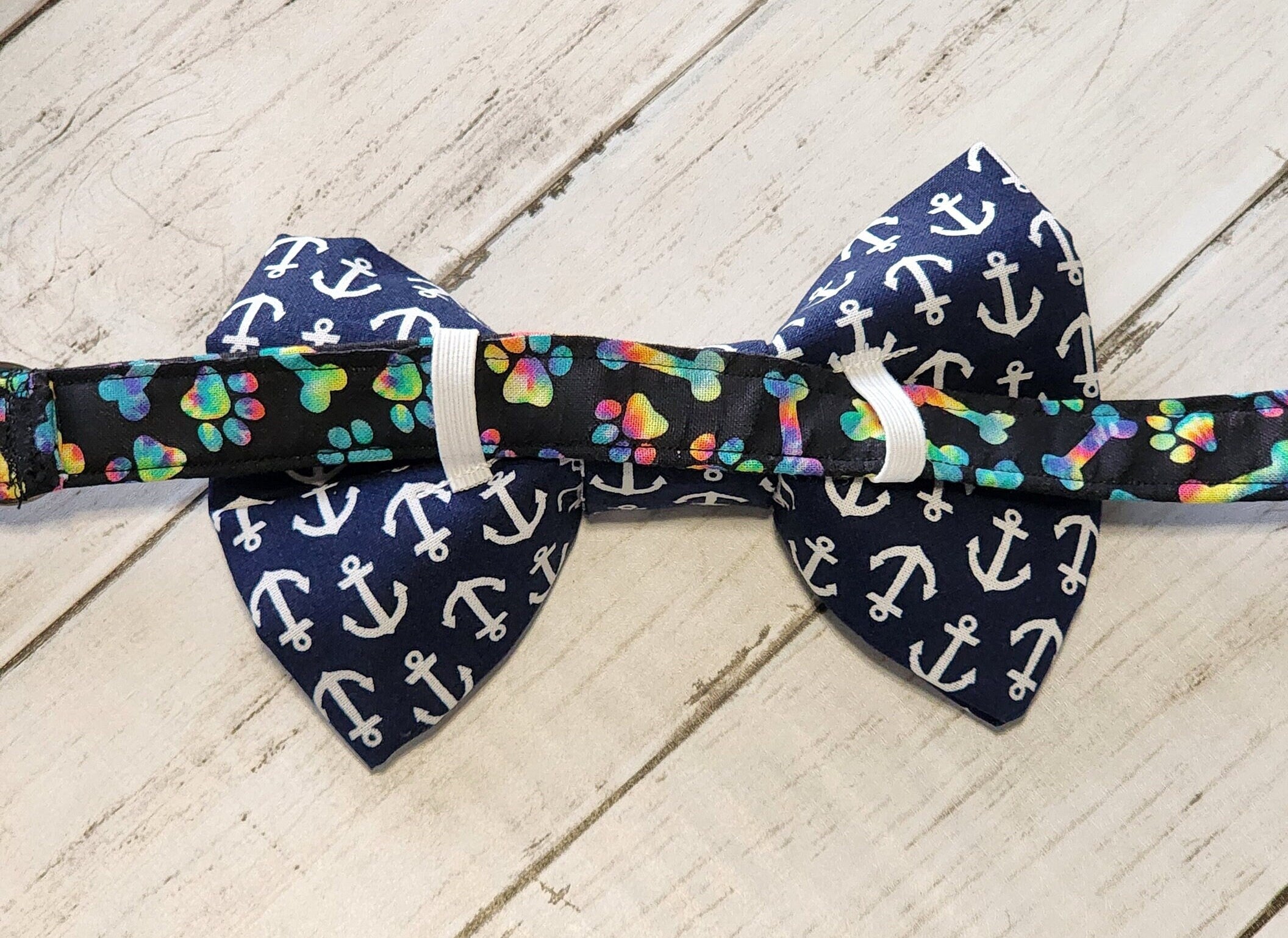 Navy Nautical Dog Bow Tie