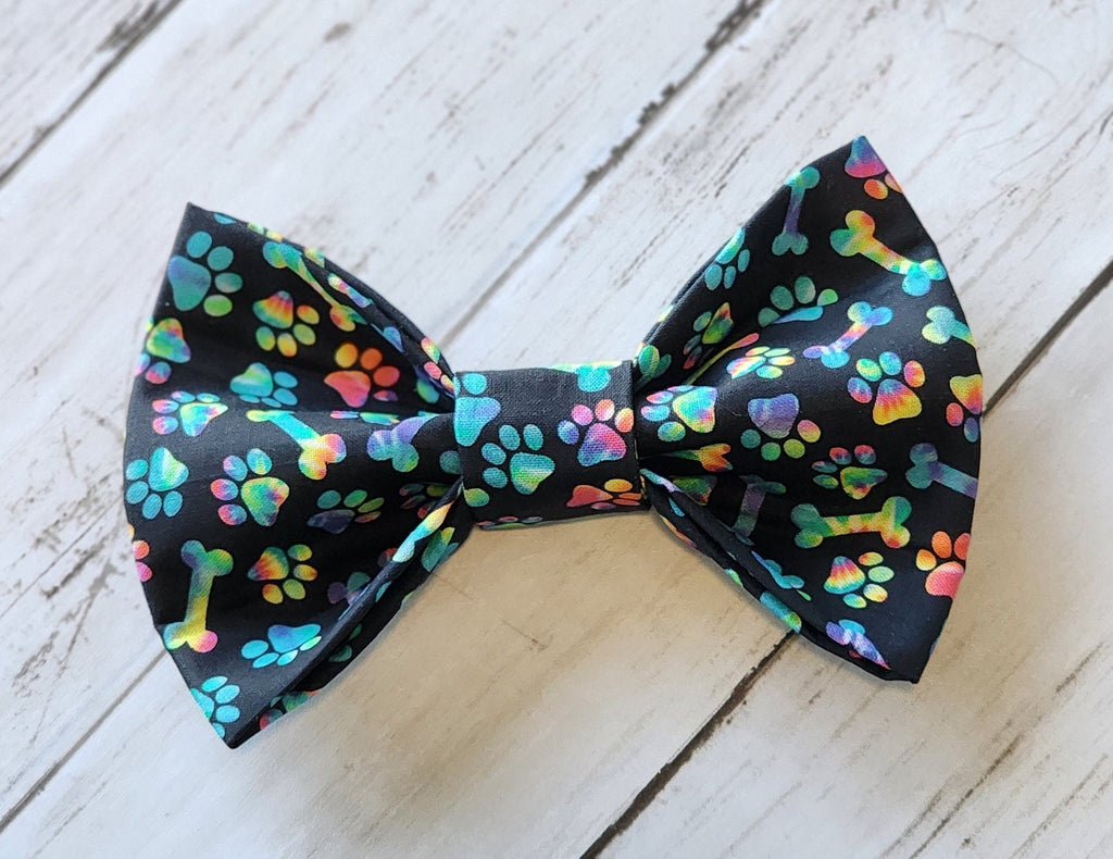 Tie Dye Paw Dog Bow Tie