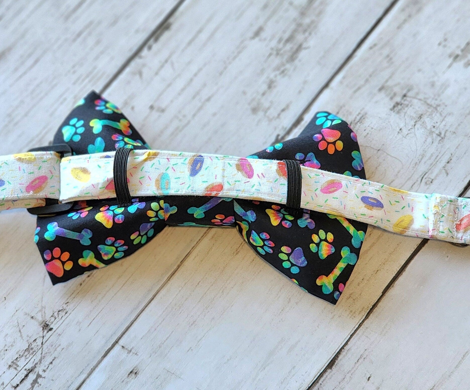 Tie Dye Paw Dog Bow Tie
