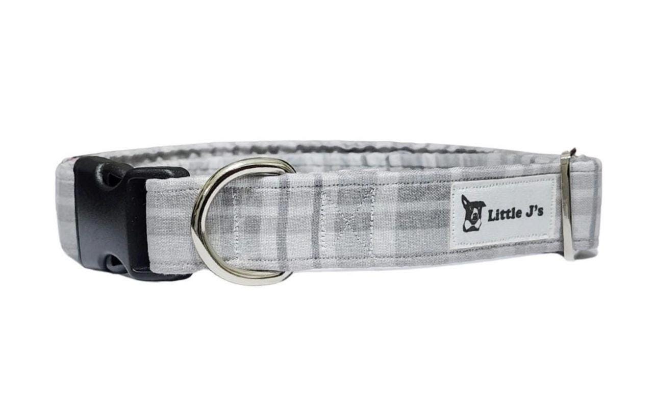 Gray Plaid Dog Collar