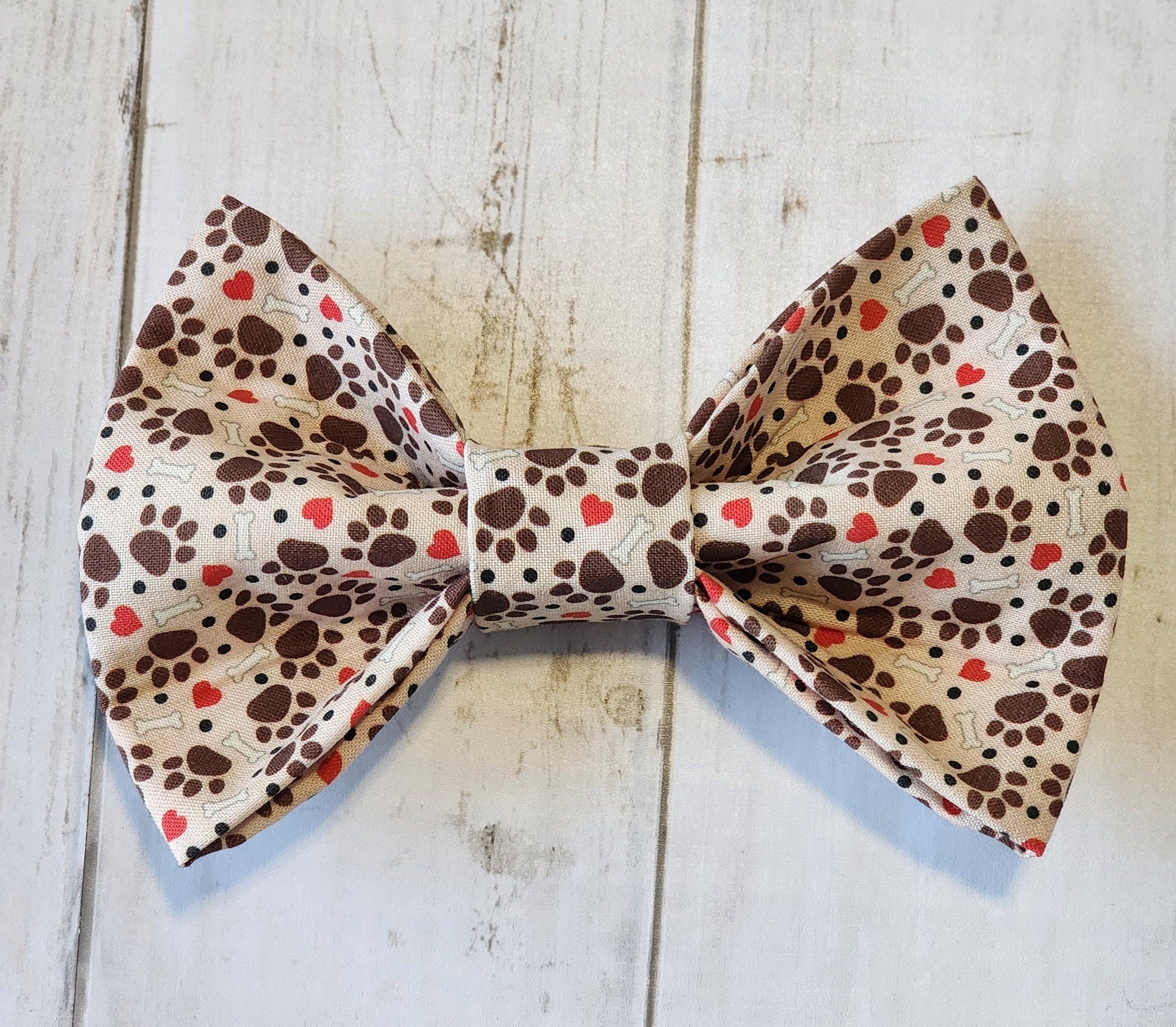 Tan With Brown Paws Pet Bow Tie